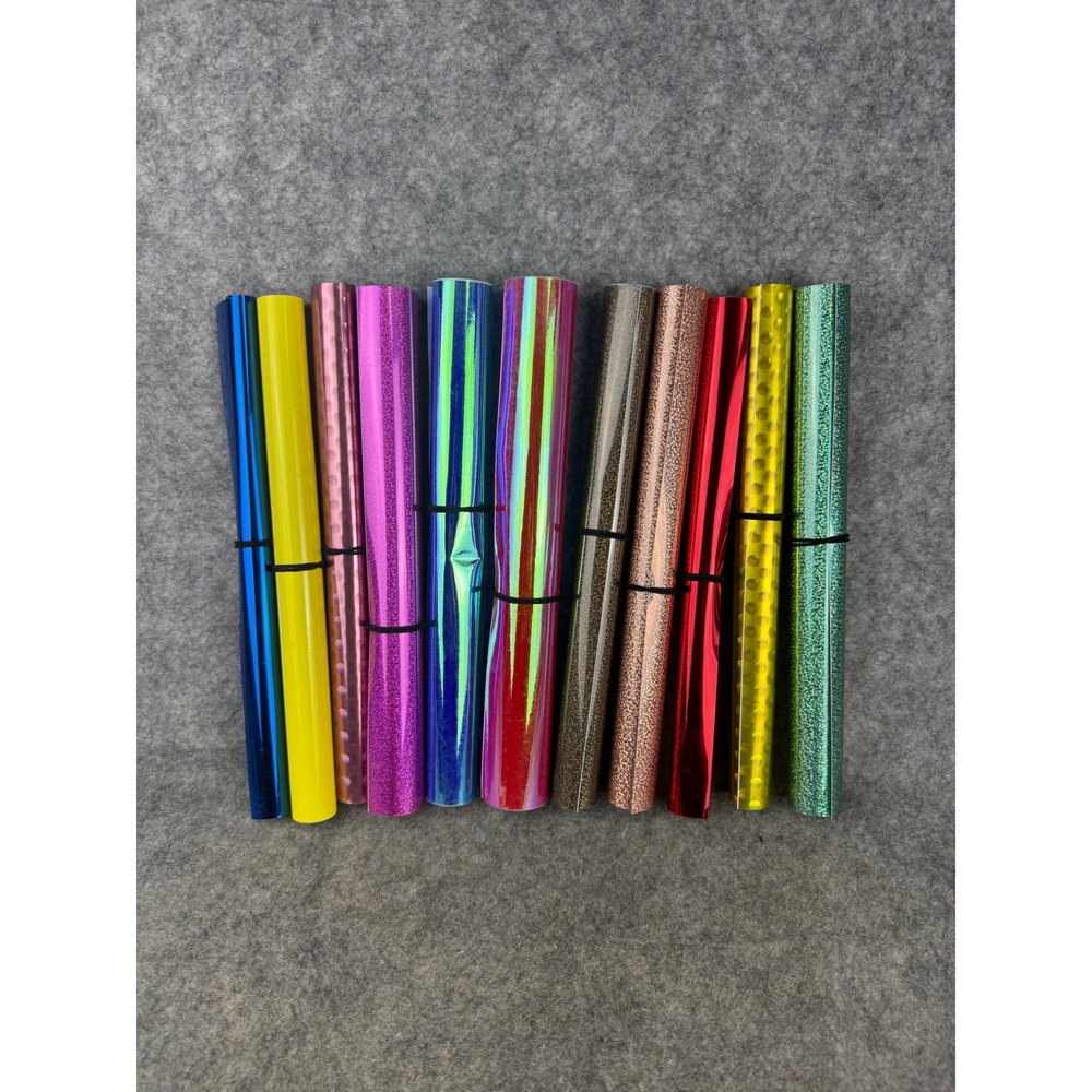 12pc Adhesive Vinyl Rolls Bundle Holographic Glitter Metallic Crafting Sheets
